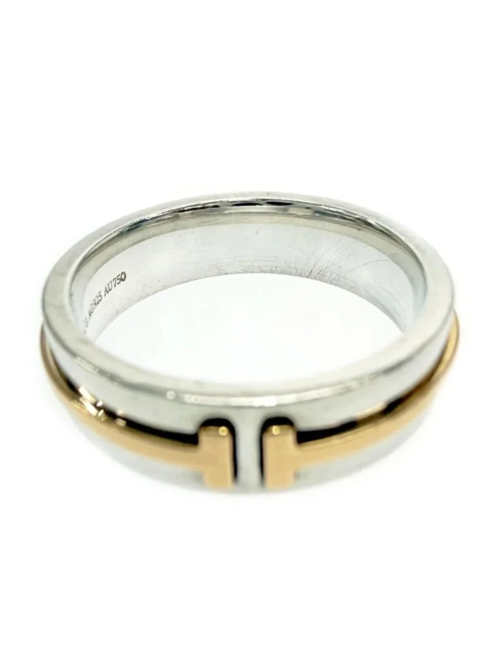 Tiffany & Co Silver Gold T Two Narrow Ring